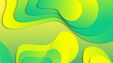Broşür broşürü afişi tasarımı için yeşil ve sarı eğimli sıvı dalga soyut arkaplan