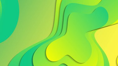 Broşür broşürü afişi tasarımı için yeşil ve sarı eğimli sıvı dalga soyut arkaplan