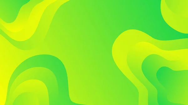 Grüner Und Gelber Gradient Flüssigkeitswelle Abstrakter Hintergrund Für Broschüre Flyer — Stockvektor
