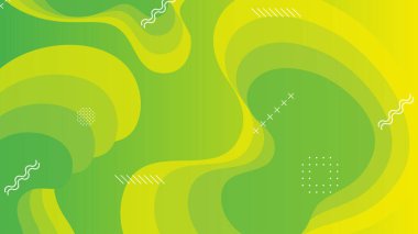 Broşür broşürü afişi tasarımı için yeşil ve sarı eğimli sıvı dalga soyut arkaplan
