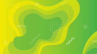 Broşür broşürü afişi tasarımı için yeşil ve sarı eğimli sıvı dalga soyut arkaplan