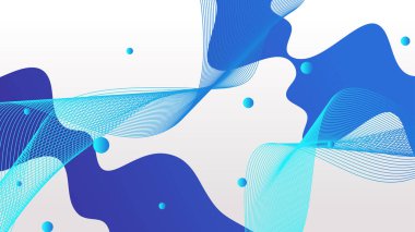 Broşür el ilanı şablonu için beyaz ve mavi dinamik sıvı soyut arkaplan şekilleri