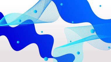 Broşür el ilanı şablonu için beyaz ve mavi dinamik sıvı soyut arkaplan şekilleri