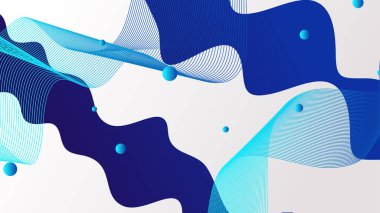 Broşür el ilanı şablonu için beyaz ve mavi dinamik sıvı soyut arkaplan şekilleri