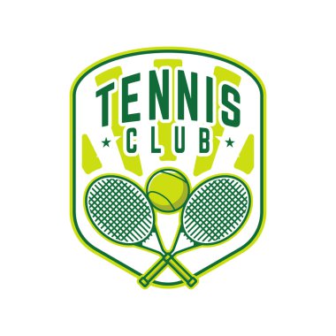 Tenis logosu tenis kulübü rozeti tasarım vektörü çizimi