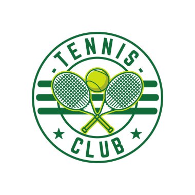 Tenis logosu tenis kulübü rozeti tasarım vektörü çizimi