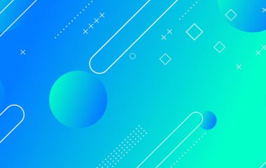 Soyut renkli geometrik arkaplan. Eğimli mavi elementler. Dinamik şekiller bileşimi.