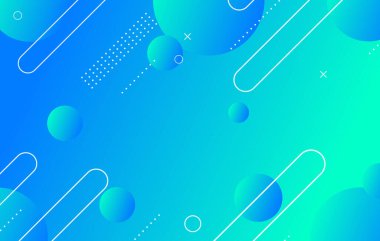 Soyut renkli geometrik arkaplan. Eğimli mavi elementler. Dinamik şekiller bileşimi.