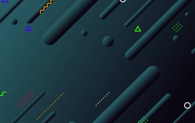 Soyut koyu küçük geometrik arkaplan tasarımı. Dinamik şekiller bileşimi