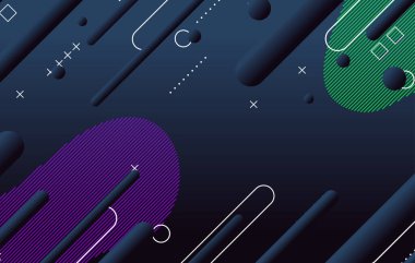 Soyut koyu küçük geometrik arkaplan tasarımı. Dinamik şekiller bileşimi