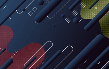 Soyut koyu küçük geometrik arkaplan tasarımı. Dinamik şekiller bileşimi