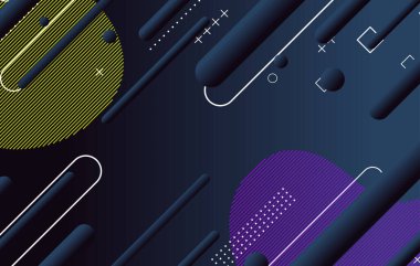 Soyut koyu küçük geometrik arkaplan tasarımı. Dinamik şekiller bileşimi