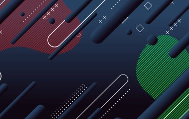 Soyut koyu küçük geometrik arkaplan tasarımı. Dinamik şekiller bileşimi