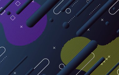 Soyut koyu küçük geometrik arkaplan tasarımı. Dinamik şekiller bileşimi