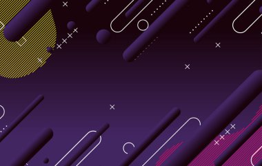 Soyut koyu küçük geometrik arkaplan tasarımı. Dinamik şekiller bileşimi