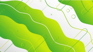 Soyut yeşil dalga gradyan geometrik şekiller arkaplan tasarımı. Dinamik şekiller bileşimi