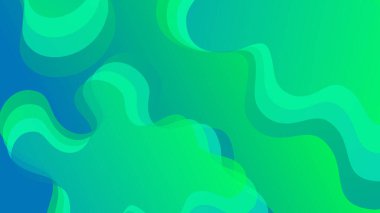 Mavi ve yeşil arkaplanlı soyut sıvı dalga arkaplanı. Akışkan dalgalı şekiller tasarımı