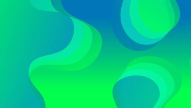 Mavi ve yeşil arkaplanlı soyut sıvı dalga arkaplanı. Akışkan dalgalı şekiller tasarımı