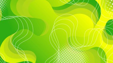 Yeşil arkaplanı olan soyut sıvı dalga arkaplanı. Akışkan dalgalı şekiller tasarımı