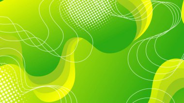 Yeşil arkaplanı olan soyut sıvı dalga arkaplanı. Akışkan dalgalı şekiller tasarımı