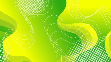 Yeşil arkaplanı olan soyut sıvı dalga arkaplanı. Akışkan dalgalı şekiller tasarımı