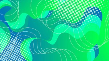 Mavi ve yeşil arkaplanlı soyut sıvı dalga arkaplanı. Akışkan dalgalı şekiller tasarımı