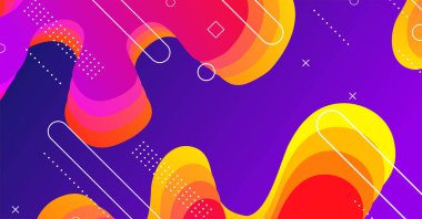 Renkli arka planı olan soyut sıvı dalga arkaplanı. Akışkan dalgalı şekiller tasarımı