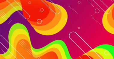 Renkli arka planı olan soyut sıvı dalga arkaplanı. Akışkan dalgalı şekiller tasarımı