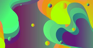 Renkli arka planı olan soyut sıvı dalga arkaplanı. Akışkan dalgalı şekiller tasarımı