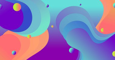 Renkli arka planı olan soyut sıvı dalga arkaplanı. Akışkan dalgalı şekiller tasarımı