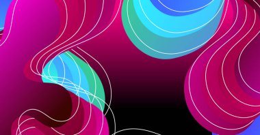 Renkli arka planı olan soyut sıvı dalga arkaplanı. Akışkan dalgalı şekiller tasarımı