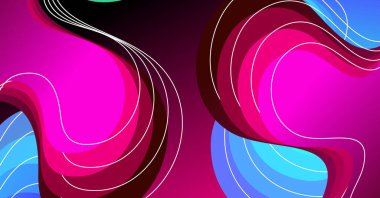 Renkli arka planı olan soyut sıvı dalga arkaplanı. Akışkan dalgalı şekiller tasarımı