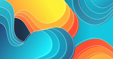 Renkli arka planı olan soyut sıvı dalga arkaplanı. Akışkan dalgalı şekiller tasarımı