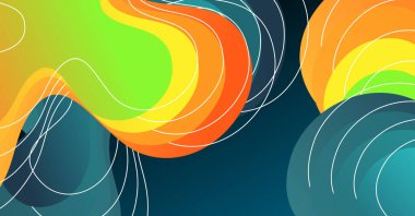 Renkli arka planı olan soyut sıvı dalga arkaplanı. Akışkan dalgalı şekiller tasarımı