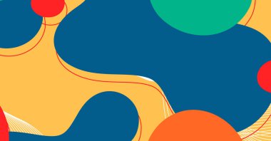 Soyut renkli geometrik arkaplan. Sıvı renk arkaplan tasarımı. Akışkan şekiller bileşimi