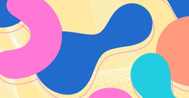 Soyut renkli geometrik arkaplan. Sıvı renk arkaplan tasarımı. Akışkan şekiller bileşimi