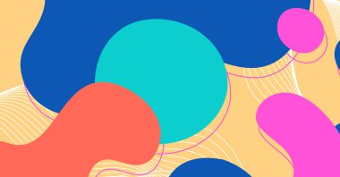 Soyut renkli geometrik arkaplan. Sıvı renk arkaplan tasarımı. Akışkan şekiller bileşimi