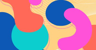 Soyut renkli geometrik arkaplan. Sıvı renk arkaplan tasarımı. Akışkan şekiller bileşimi