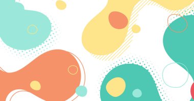 Soyut Memphis tarzı sıvı dalga, renkli bir arka plan. Akışkan dalgalı şekiller tasarımı