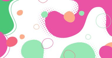 Soyut Memphis tarzı sıvı dalga, renkli bir arka plan. Akışkan dalgalı şekiller tasarımı