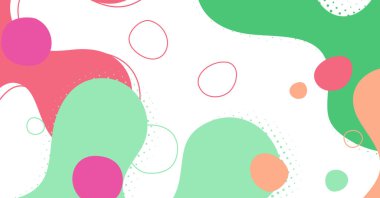 Soyut Memphis tarzı sıvı dalga, renkli bir arka plan. Akışkan dalgalı şekiller tasarımı