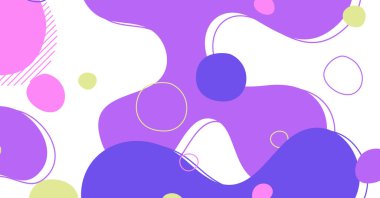 Soyut Memphis tarzı sıvı dalga, renkli bir arka plan. Akışkan dalgalı şekiller tasarımı