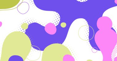 Soyut Memphis tarzı sıvı dalga, renkli bir arka plan. Akışkan dalgalı şekiller tasarımı