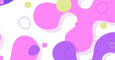 Soyut Memphis tarzı sıvı dalga, renkli bir arka plan. Akışkan dalgalı şekiller tasarımı