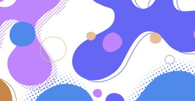 Soyut Memphis tarzı sıvı dalga, renkli bir arka plan. Akışkan dalgalı şekiller tasarımı