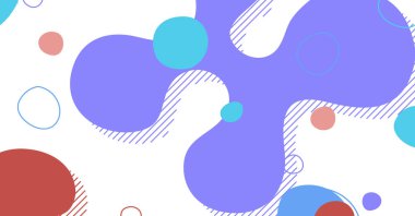 Soyut Memphis tarzı sıvı dalga, renkli bir arka plan. Akışkan dalgalı şekiller tasarımı