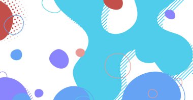 Soyut Memphis tarzı sıvı dalga, renkli bir arka plan. Akışkan dalgalı şekiller tasarımı