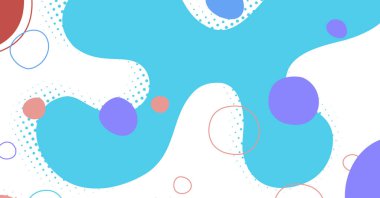 Soyut Memphis tarzı sıvı dalga, renkli bir arka plan. Akışkan dalgalı şekiller tasarımı