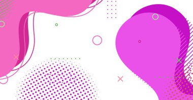 Soyut Memphis tarzı sıvı dalga, renkli bir arka plan. Akışkan dalgalı şekiller tasarımı