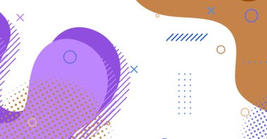 Soyut Memphis tarzı sıvı dalga, renkli bir arka plan. Akışkan dalgalı şekiller tasarımı